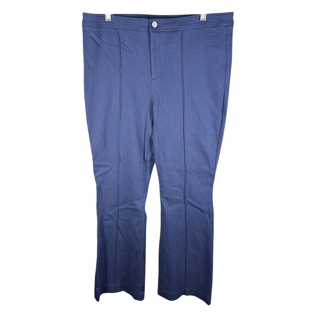 Nine West Kick Flare Pants Women XL Blue Seam Detail